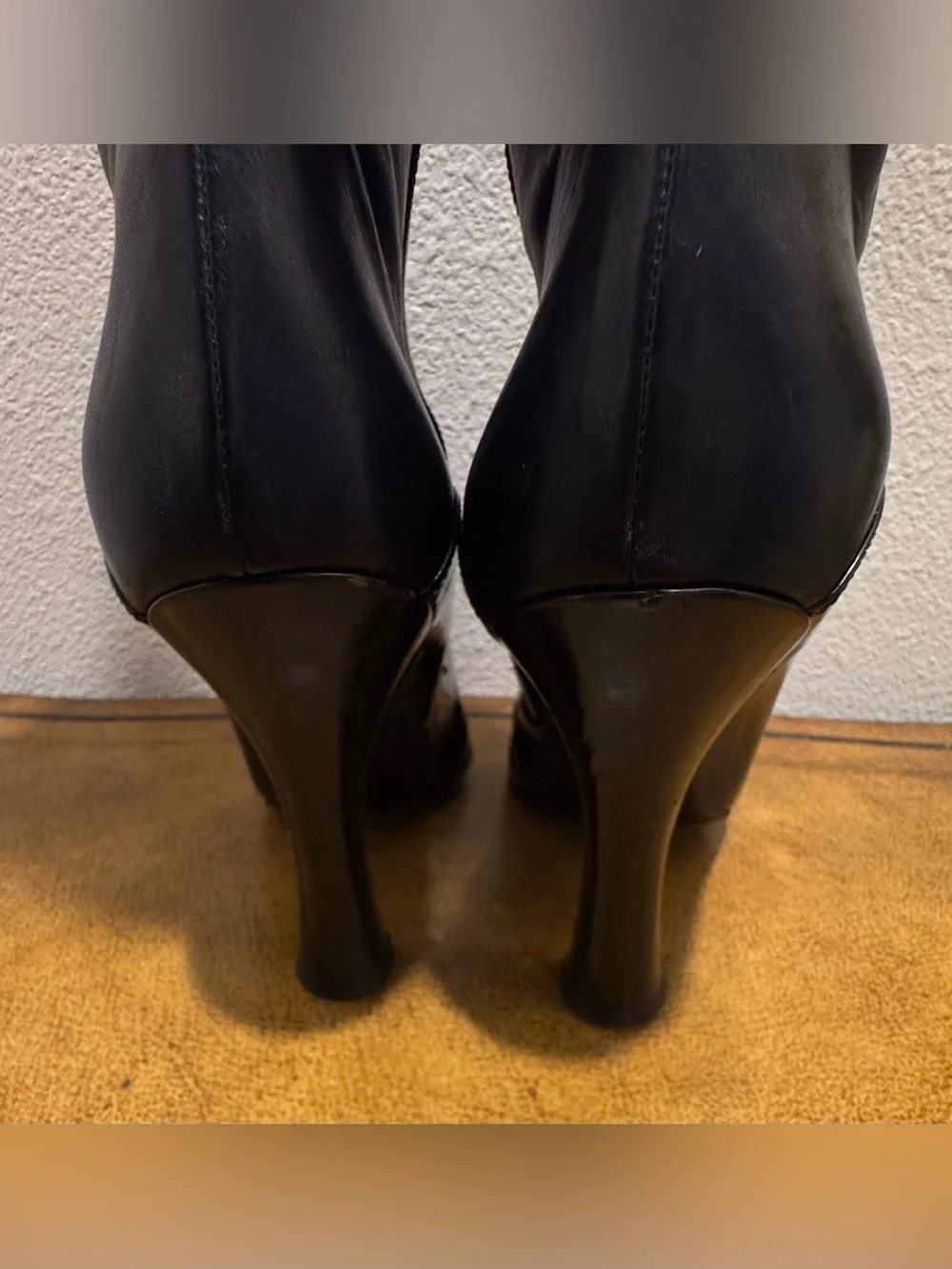 Casadei Black Knee High Leather Boots with Buckle Straps Made in Italy Size 10